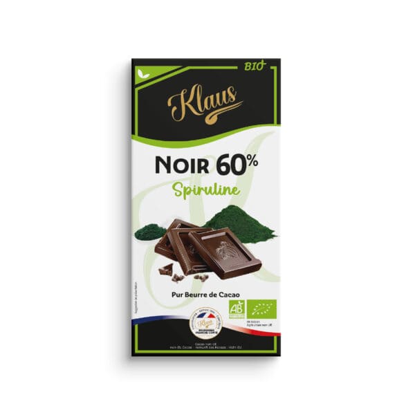 Tablette Bio noir 60% spiruline 100g