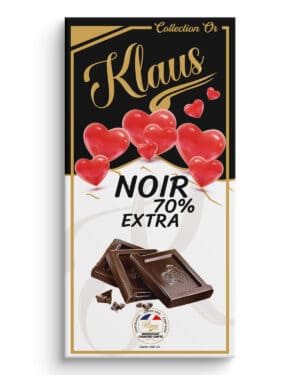 Tablette Coeur noir 70% extra 100g