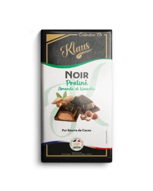 Tablette noir 50% fourrée au praliné amandes et noisettes 100g