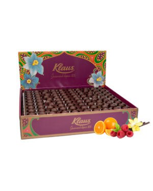 Boules noir 50% fourrées crème confiseur framboise - orange - vanille 3kg