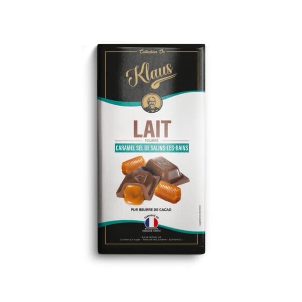 Tablette Lait 30% fourrée Caramel au Sel de Salins-les-Bains 100g