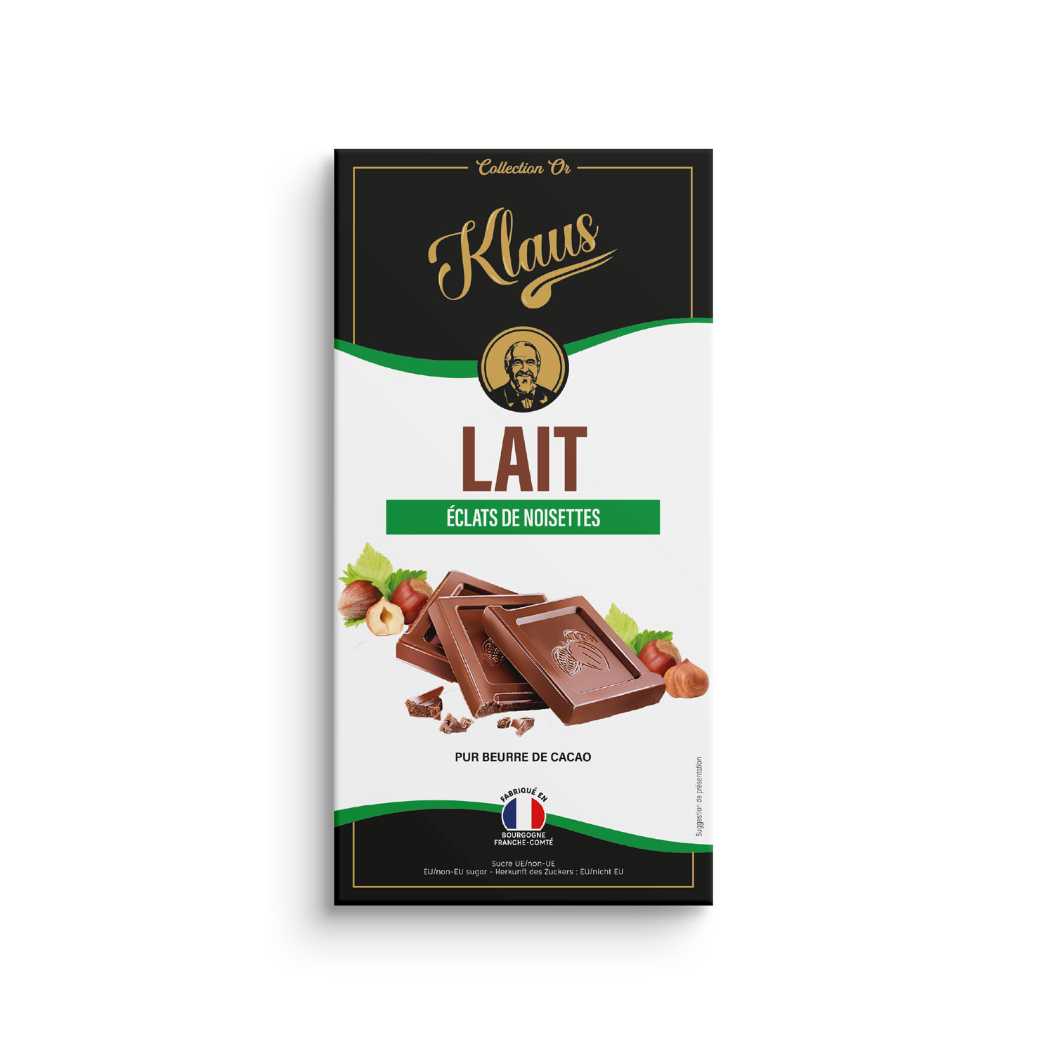 Tablette Or lait 30% éclats de noisette 100g