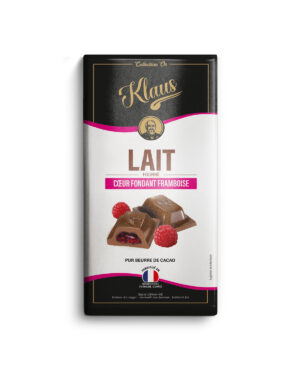 Tablette lait 30% fourrée framboise 100g