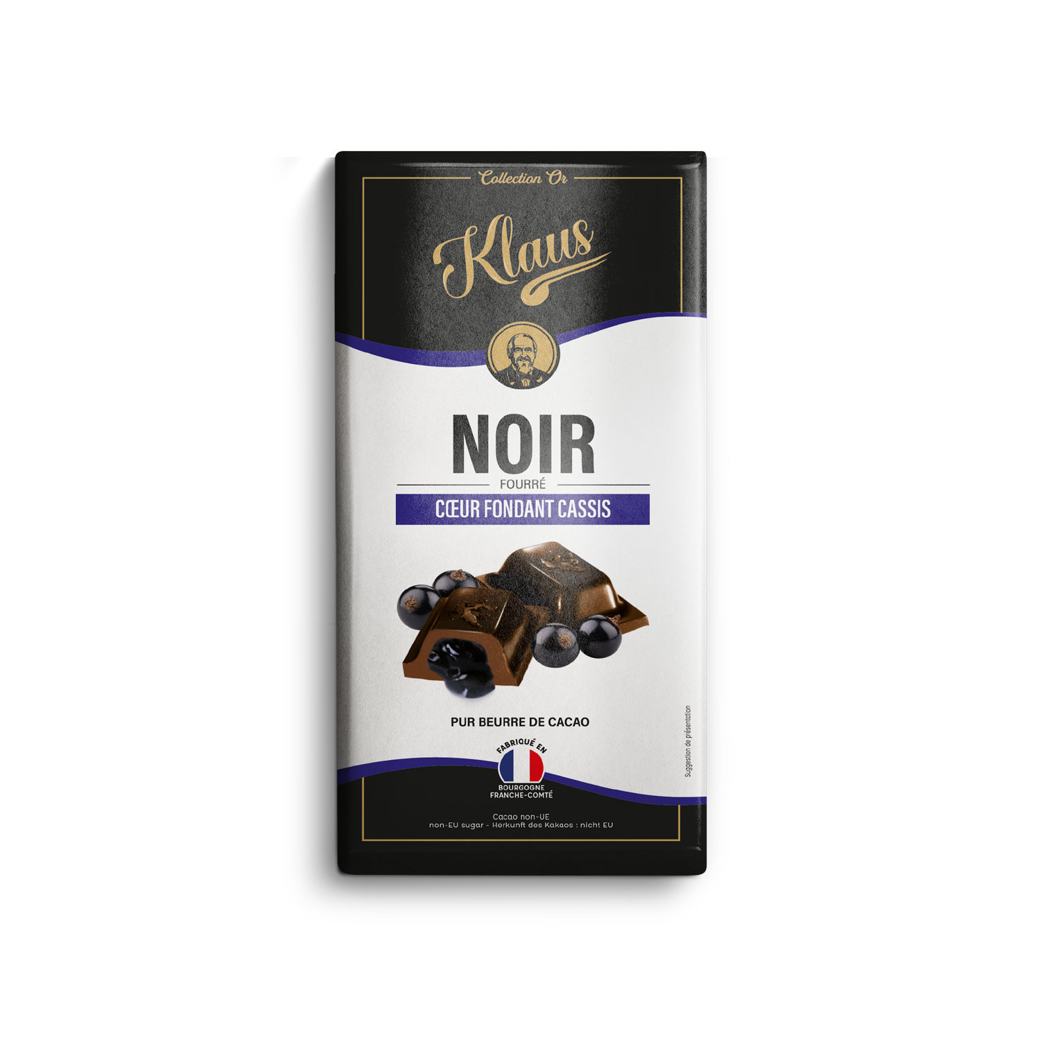 Tablette noir 50% fourrée cassis 100g