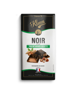 Tablette noir 50% fourrée au praliné amandes et noisettes 100g