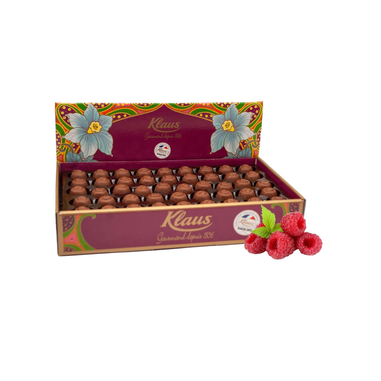 Boules Noir 50% fourrées crème confiseur framboise 1kg