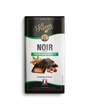 Tablette noir 50% fourrée au praliné amandes et noisettes 100g