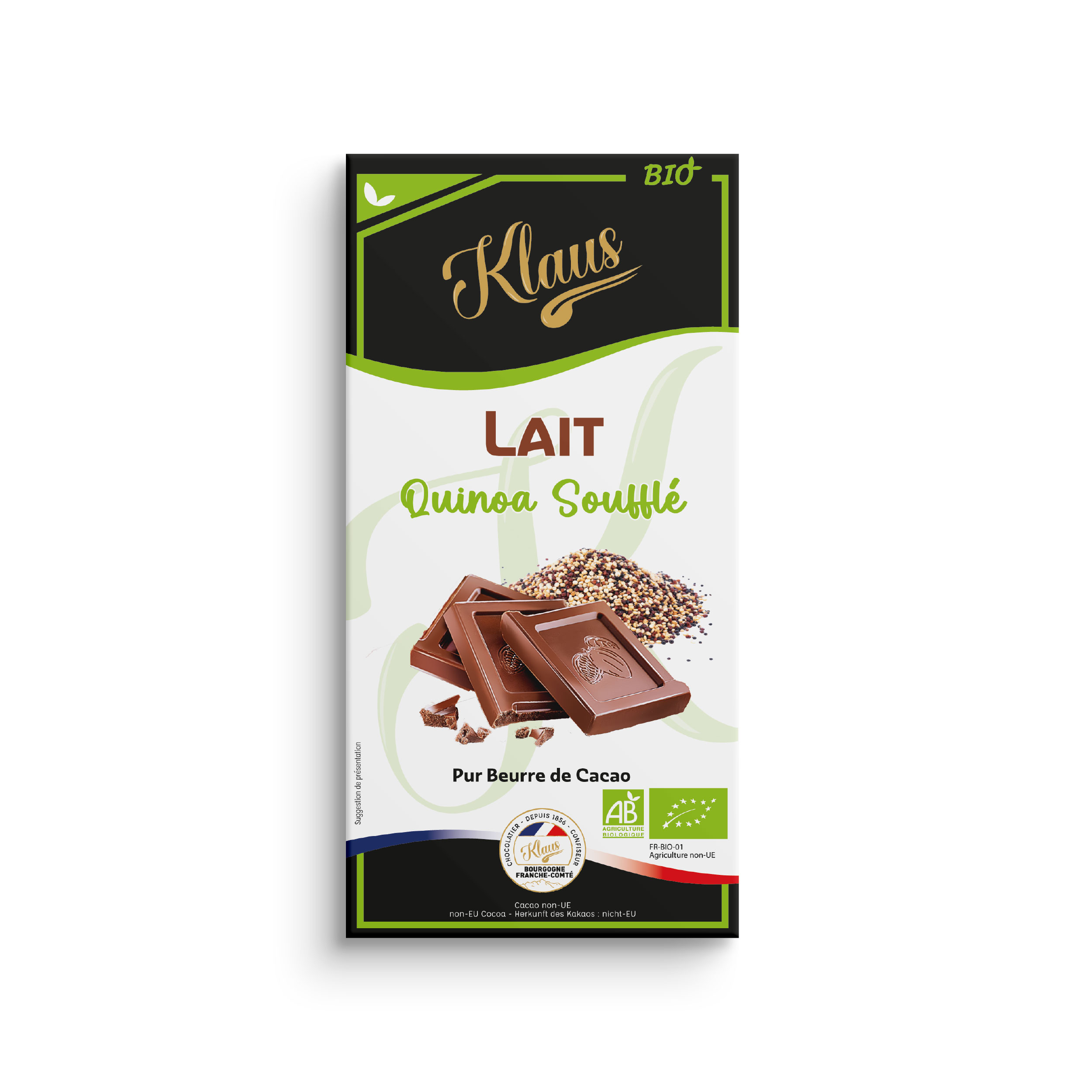 Tablette Bio lait 30% quinoa 100g