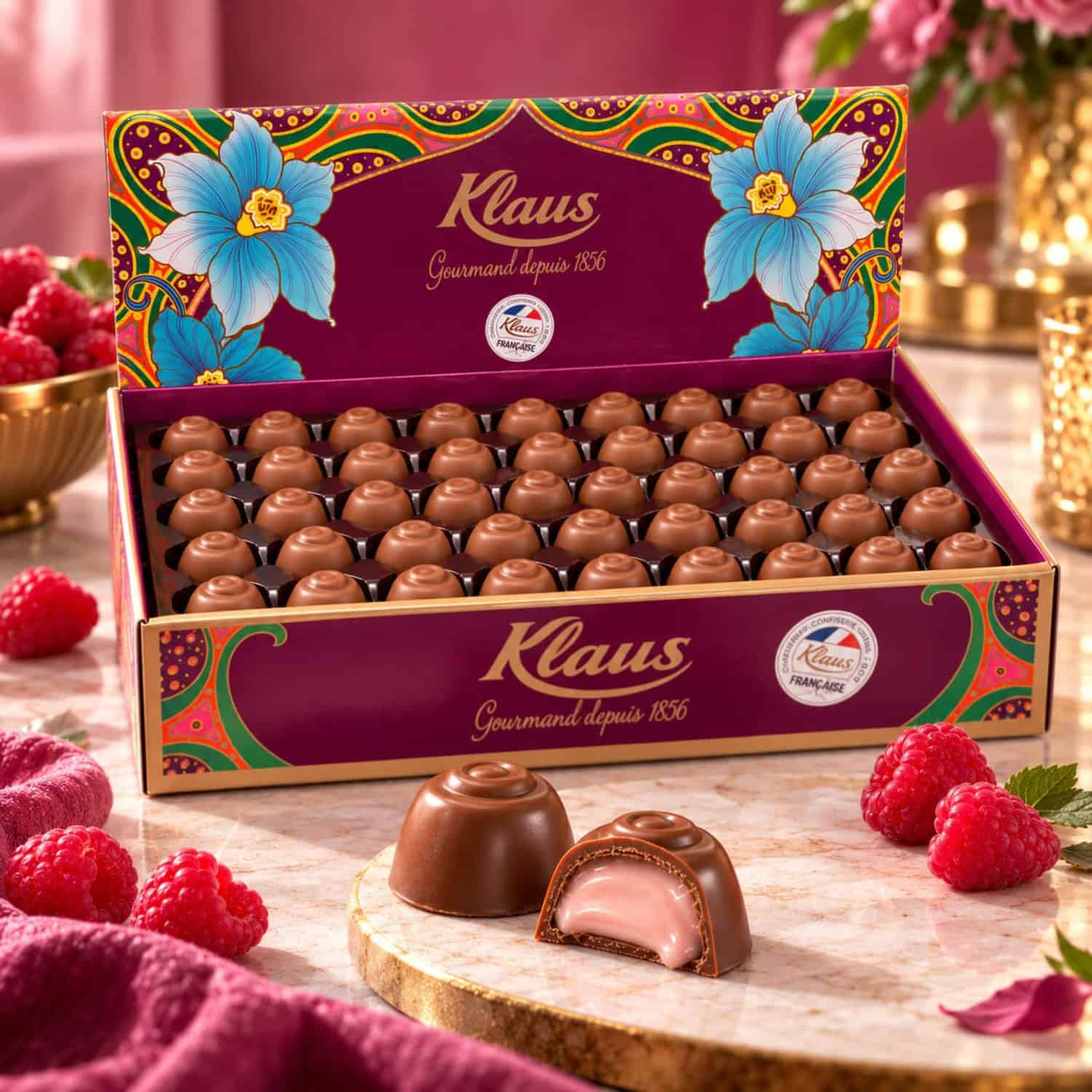 Boules Lait 30% fourrées crème confiseur framboise 1kg