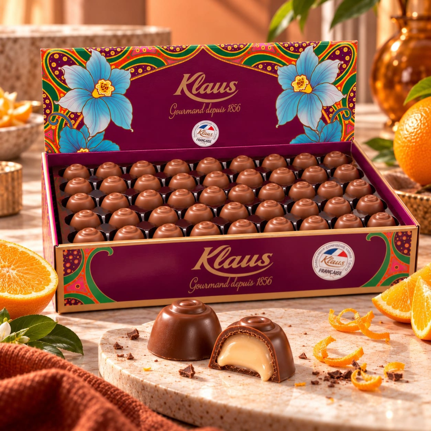 Boules Lait 30% fourrées crème confiseur orange 1kg