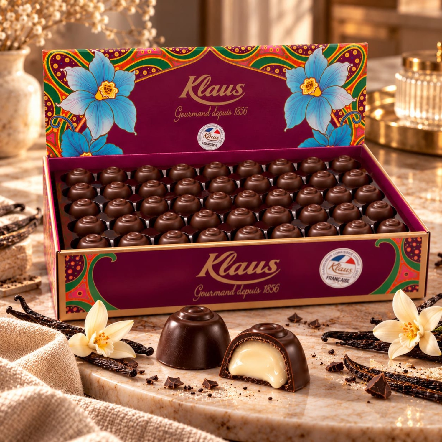 Boules noir 50% fourrées crème confiseur vanille 1kg