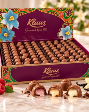 Boules Lait 30% fourrées crème confiseur framboise - vanille - orange 3kg