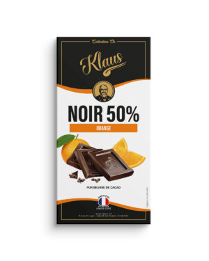 Tablette Or noir 50% à l'orange 100g